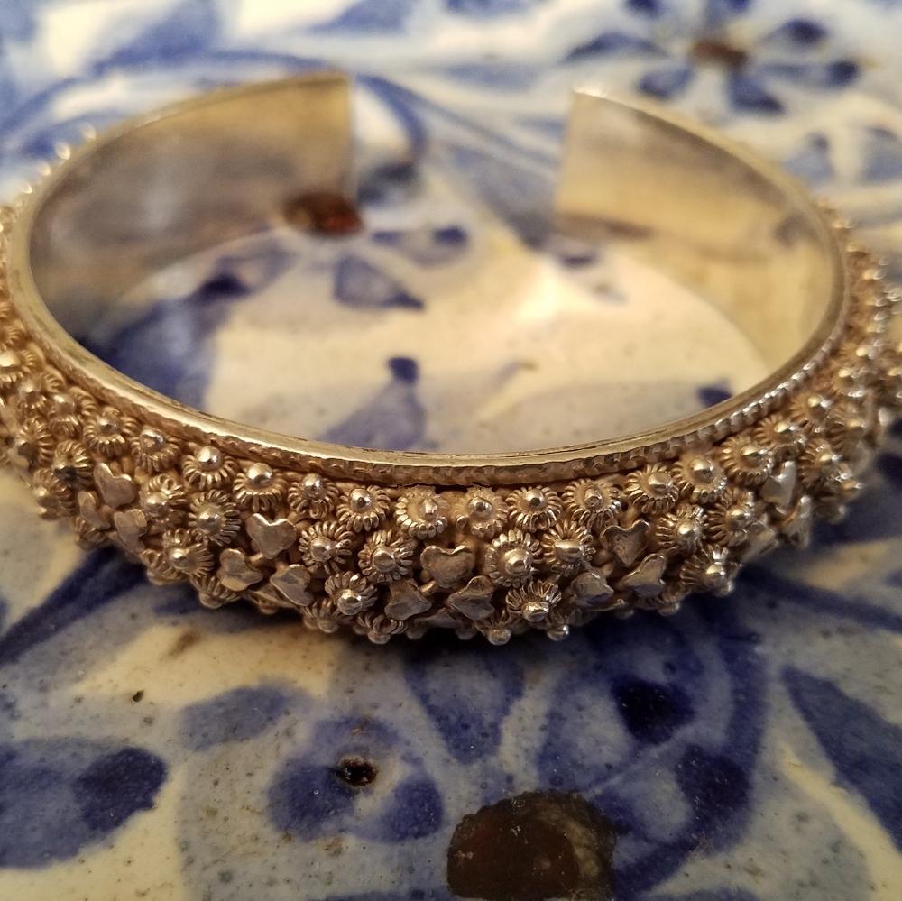 Sterling silver Boho style cuff bracelet